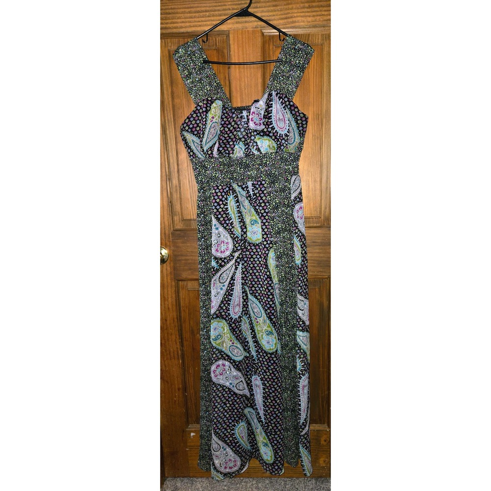 Torrid Womens‎ Size 18 Paisley Floral Empire Waist Smocked Back Maxi Dress Black